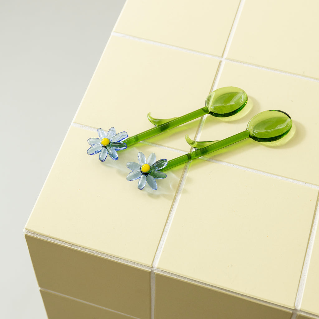 Spoon flora blue set of 2 藍色雛菊攪拌棒 （兩只)