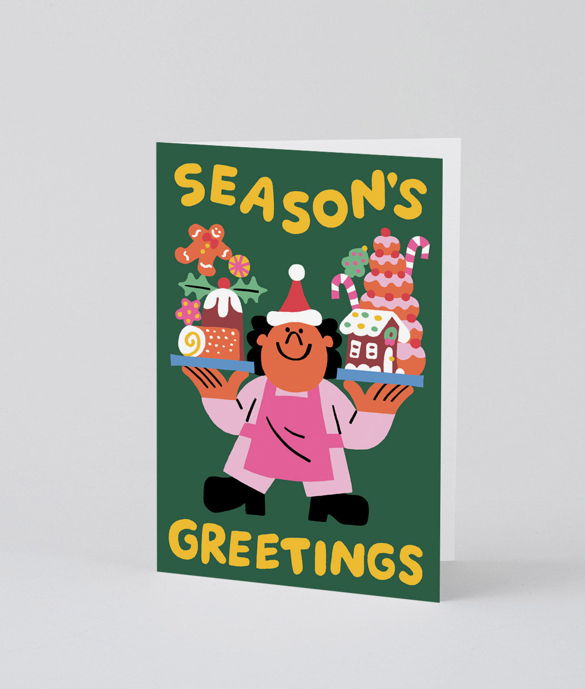 Wrap 英國插畫品牌卡片，深綠底搭配
小人物插畫，適合節日慶祝使用